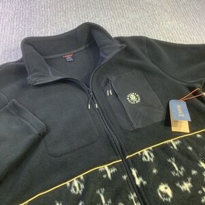 Roark Mens Landfall Fleece Full Zip Jacket Black Ikigai‎ Size L NWT